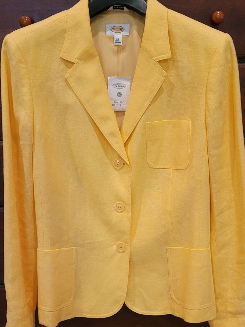 Talbots Women's Linen Yellow Blazer - Size 20